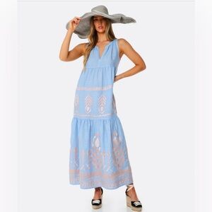 GREEK ARCHAIC KORI Sleeveless Embroidered Maxi Dress Sz:M